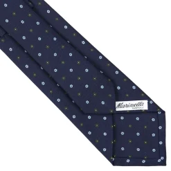 CRAVATTA SARTORIALE CLASSICA IN SETA BLU SCURO Microfantasia fiore