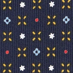CRAVATTA SARTORIALE CLASSICA IN SETA BLU SCURO Microfantasia fiore