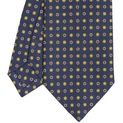 CRAVATTA SARTORIALE CLASSICA IN SETA BLU SCURO Microfantasia fiore