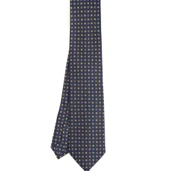 CRAVATTA SARTORIALE CLASSICA IN SETA BLU SCURO Microfantasia fiore