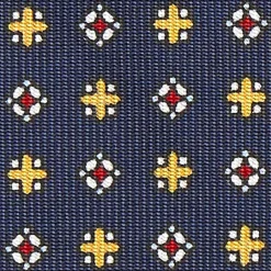 CRAVATTA SARTORIALE CLASSICA IN SETA BLU SCURO Microfantasia fiore