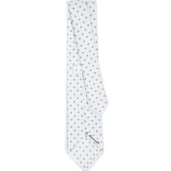 CRAVATTA SARTORIALE CLASSICA IN SETA BIANCA Microfantasia fiore