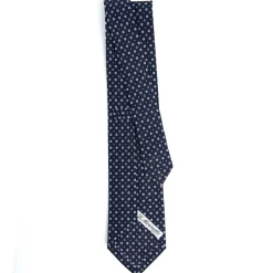 CRAVATTA SARTORIALE CLASSICA IN SETA BLU SCURO Microfantasia fiore