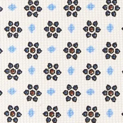 CRAVATTA SARTORIALE CLASSICA IN SETA BIANCA Microfantasia fiore
