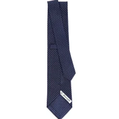 CRAVATTA SARTORIALE CLASSICA IN SETA BLU SCURO Pois