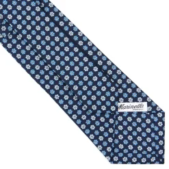 CRAVATTA SARTORIALE CLASSICA IN SETA BLU SCURO Microfantasia fiore