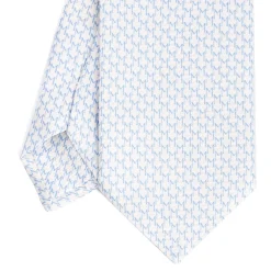 CRAVATTA SARTORIALE CLASSICA IN SETA BIANCA Microfantasia m geometrica