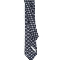 CRAVATTA SARTORIALE CLASSICA IN SETA BLU SCURO Microfantasia fiore