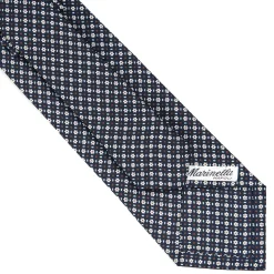 CRAVATTA SARTORIALE CLASSICA IN SETA BLU SCURO Microfantasia fiore