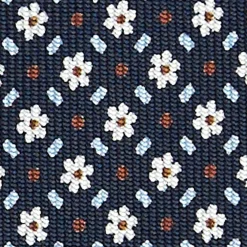 CRAVATTA SARTORIALE CLASSICA IN SETA BLU SCURO Microfantasia fiore