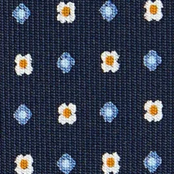 CRAVATTA SARTORIALE CLASSICA IN SETA BLU SCURO Microfantasia fiore