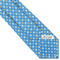 CRAVATTA SARTORIALE CLASSICA IN SETA AZZURRA Microfantasia fiore