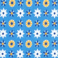 CRAVATTA SARTORIALE CLASSICA IN SETA AZZURRA Microfantasia fiore