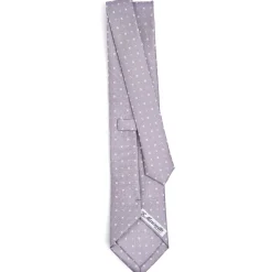 CRAVATTA SARTORIALE CLASSICA IN SETA GRIGIO CHIARO Microfantasia fiore