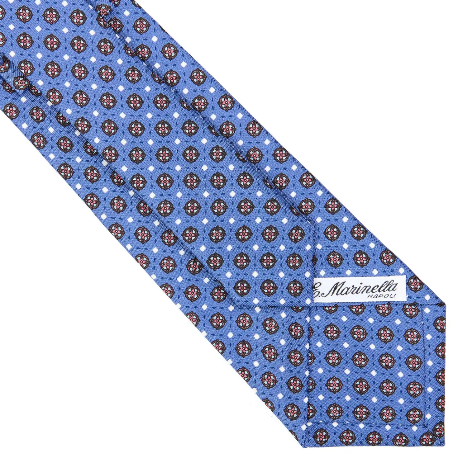 CRAVATTA SARTORIALE CLASSICA IN SETA AZZURRO POLVERE Microfantasia fiore