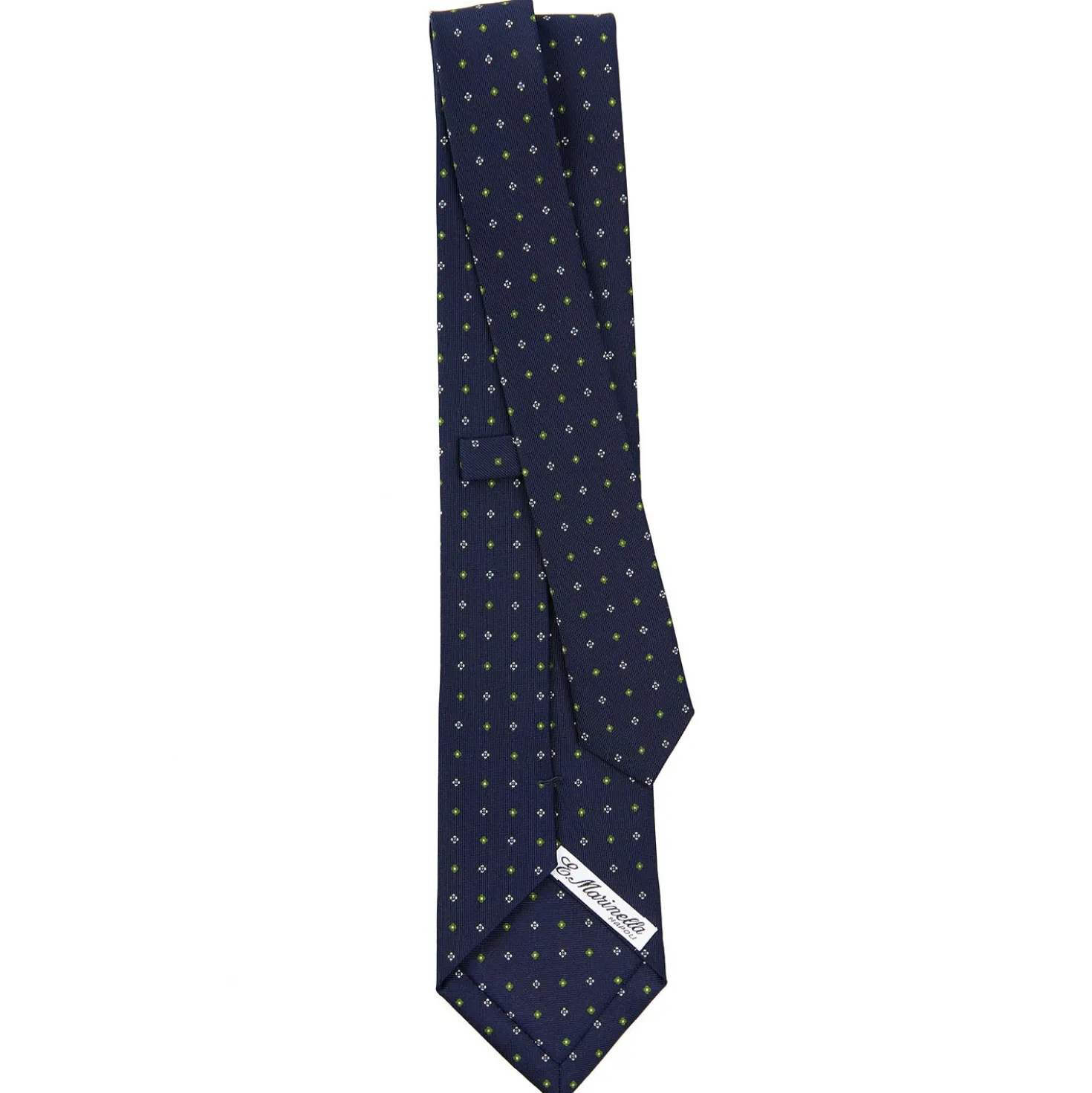 CRAVATTA SARTORIALE CLASSICA IN SETA BLU SCURO Microfantasia fiore