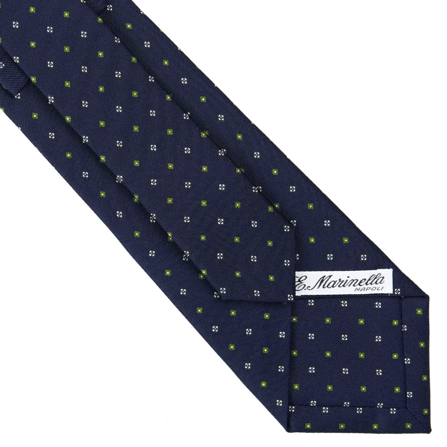 CRAVATTA SARTORIALE CLASSICA IN SETA BLU SCURO Microfantasia fiore