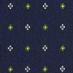 CRAVATTA SARTORIALE CLASSICA IN SETA BLU SCURO Microfantasia fiore