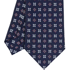 CRAVATTA SARTORIALE CLASSICA IN SETA BLU SCURO Microfantasia fiore