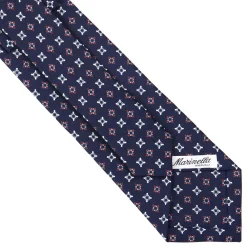 CRAVATTA SARTORIALE CLASSICA IN SETA BLU SCURO Microfantasia fiore