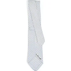 CRAVATTA SARTORIALE CLASSICA IN SETA BIANCA Microfantasia fiore