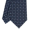 CRAVATTA SARTORIALE CLASSICA IN SETA BLU SCURO Microfantasia fiore