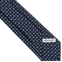 CRAVATTA SARTORIALE CLASSICA IN SETA BLU SCURO Microfantasia fiore