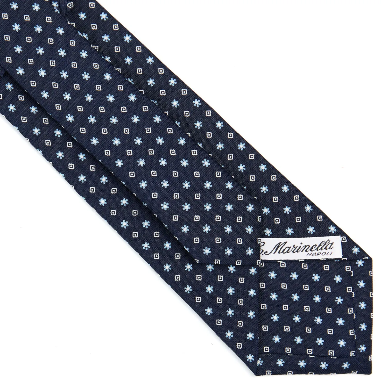 CRAVATTA SARTORIALE CLASSICA IN SETA BLU SCURO Microfantasia fiore