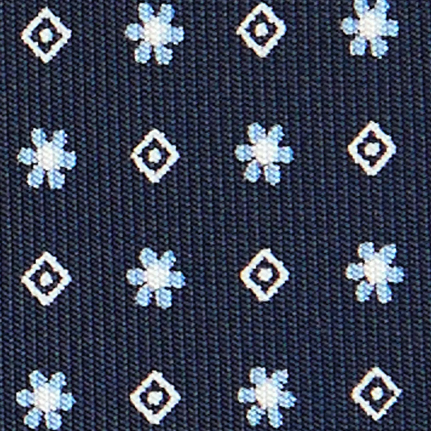 CRAVATTA SARTORIALE CLASSICA IN SETA BLU SCURO Microfantasia fiore
