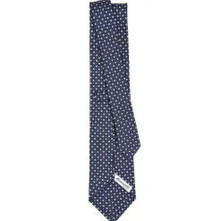CRAVATTA SARTORIALE CLASSICA IN SETA BLU SCURO Microfantasia fiore