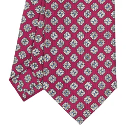 CRAVATTA SARTORIALE CLASSICA IN SETA BORDEAUX Microfantasia fiore