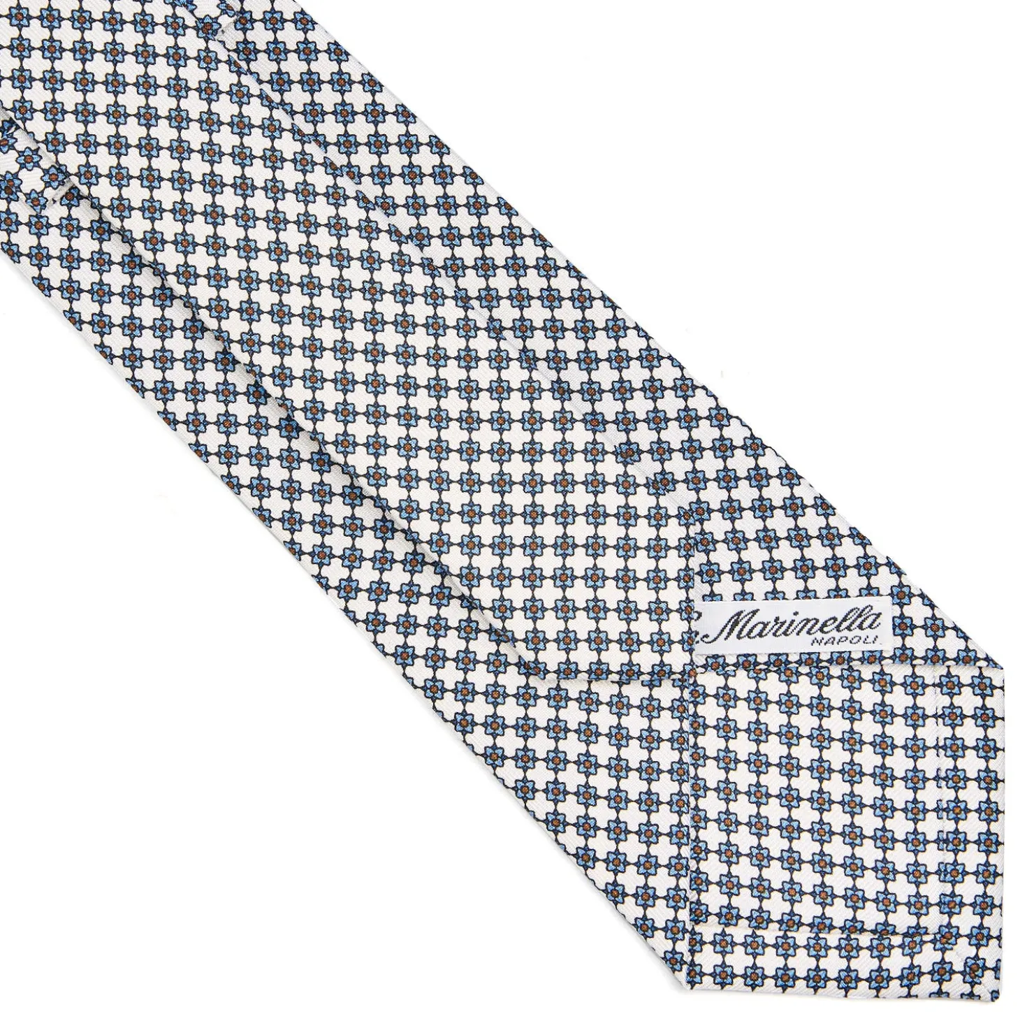 CRAVATTA SARTORIALE CLASSICA IN SETA BIANCA Microfantasia fiore