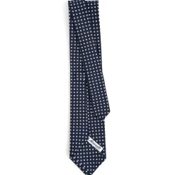 CRAVATTA SARTORIALE CLASSICA IN SETA BLU SCURO Microfantasia fiore
