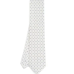 CRAVATTA SARTORIALE CLASSICA IN SETA BIANCA Microfantasia fiore