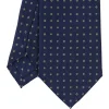 CRAVATTA SARTORIALE CLASSICA IN SETA BLU SCURO Microfantasia fiore