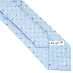 CRAVATTA SARTORIALE CLASSICA IN SETA AZZURRA Microfantasia fiore