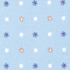 CRAVATTA SARTORIALE CLASSICA IN SETA AZZURRA Microfantasia fiore