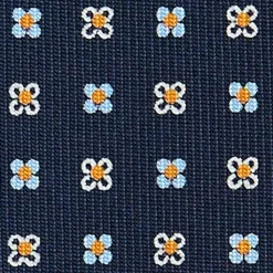 CRAVATTA SARTORIALE CLASSICA IN SETA BLU SCURO Microfantasia fiore