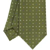 CRAVATTA SARTORIALE CLASSICA IN SETA VERDE OLIVA Microfantasia fiore