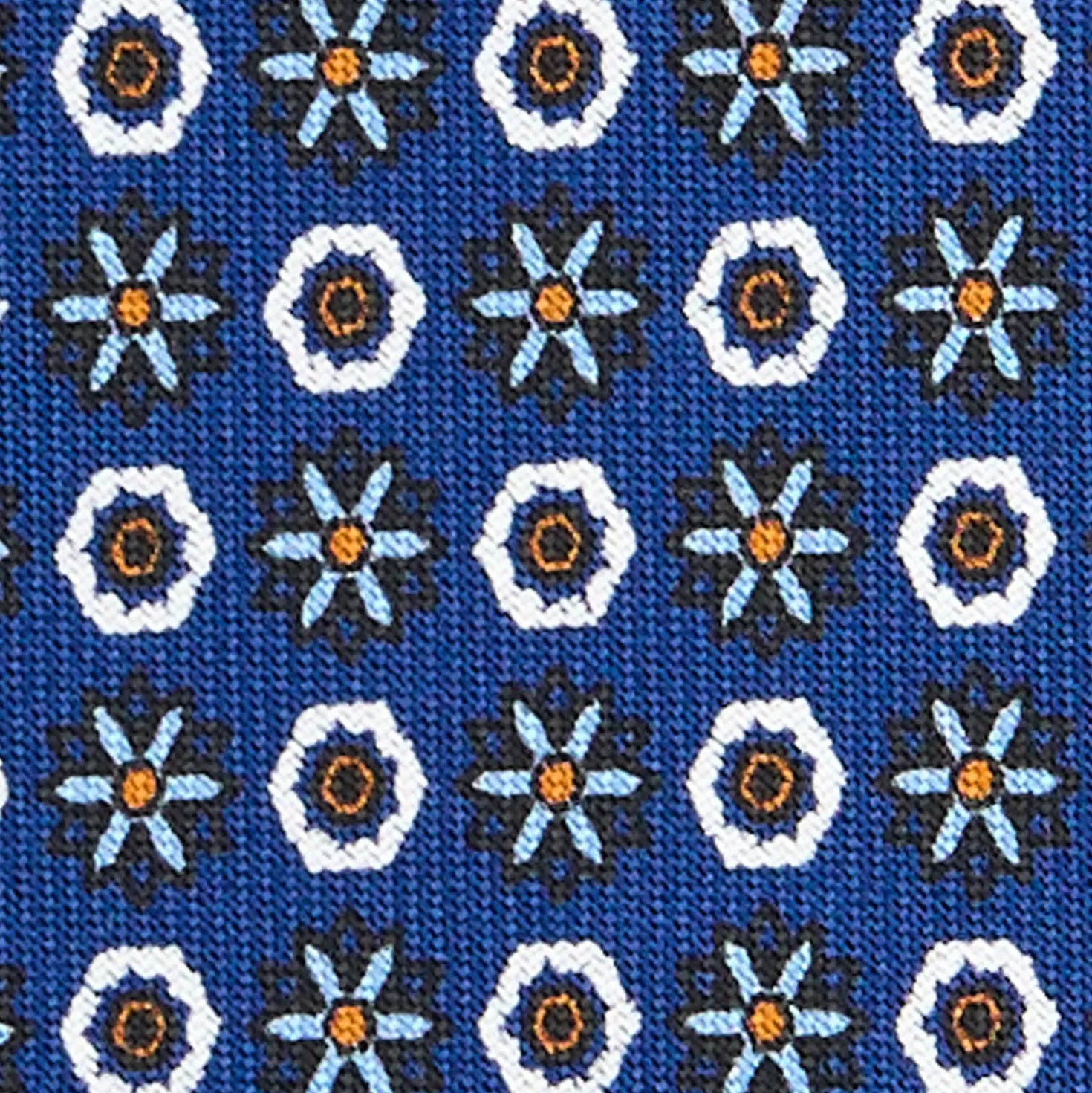 CRAVATTA SARTORIALE CLASSICA IN SETA BLU Microfantasia fiore
