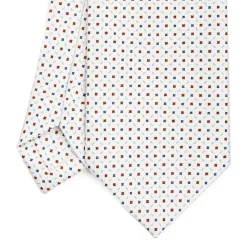 CRAVATTA SARTORIALE CLASSICA IN SETA BIANCA Microfantasia fiore