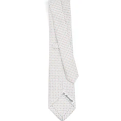 CRAVATTA SARTORIALE CLASSICA IN SETA BIANCA Microfantasia fiore