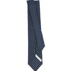 CRAVATTA SARTORIALE CLASSICA IN SETA BLU SCURO Microfantasia fiore