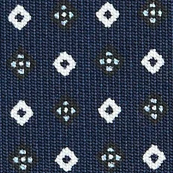CRAVATTA SARTORIALE CLASSICA IN SETA BLU SCURO Microfantasia fiore