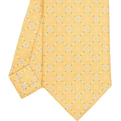 CRAVATTA SARTORIALE CLASSICA IN SETA GIALLA Microfantasia fiore