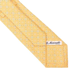 CRAVATTA SARTORIALE CLASSICA IN SETA GIALLA Microfantasia fiore