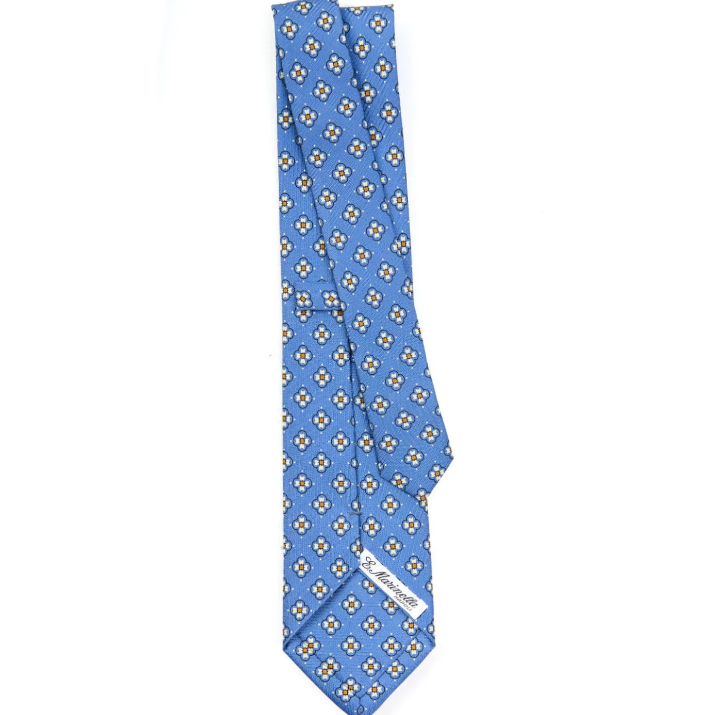 CRAVATTA SARTORIALE CLASSICA IN SETA AZZURRO POLVERE Microfantasia fiore