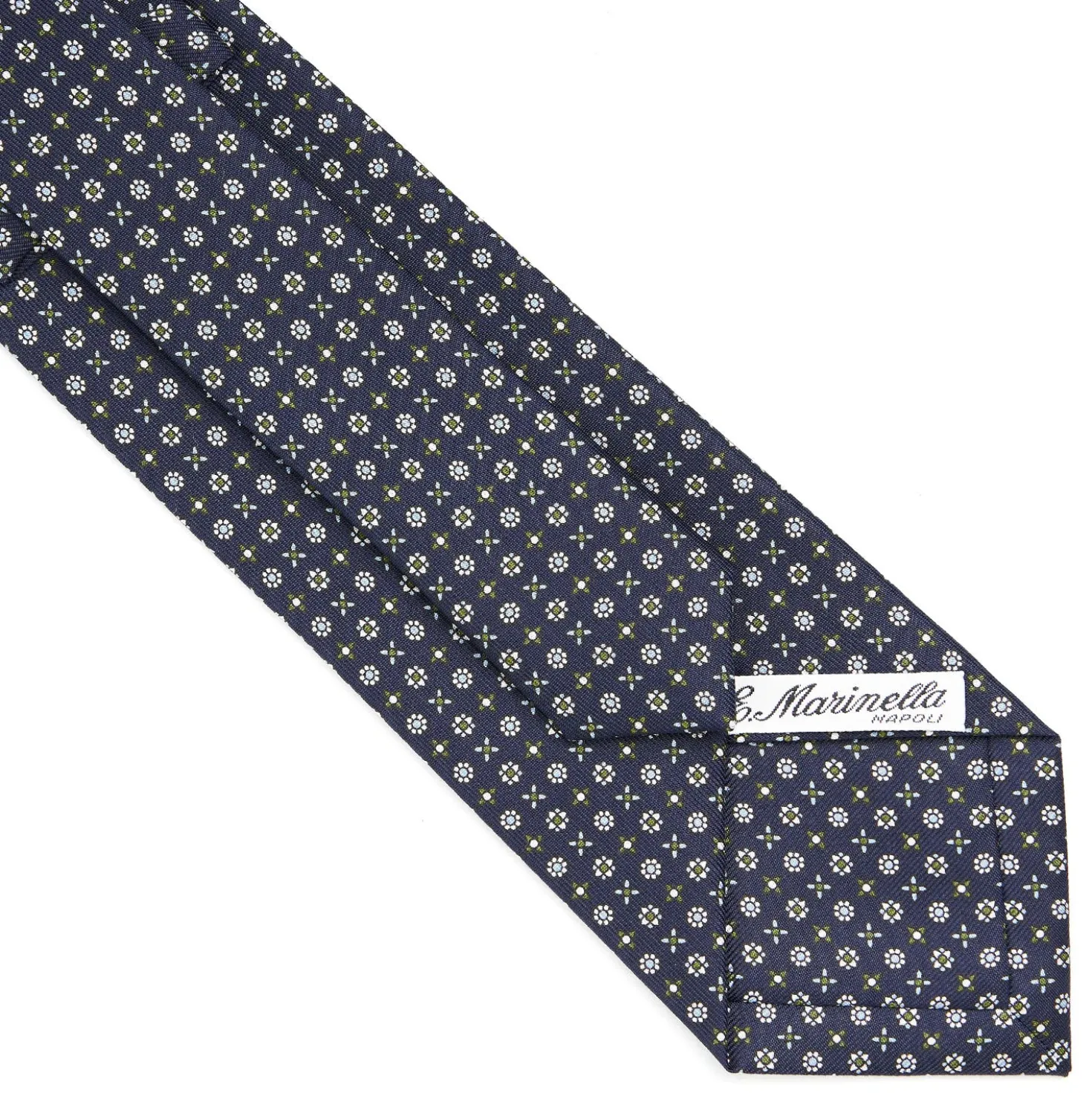 CRAVATTA SARTORIALE CLASSICA IN SETA BLU SCURO Microfantasia fiore
