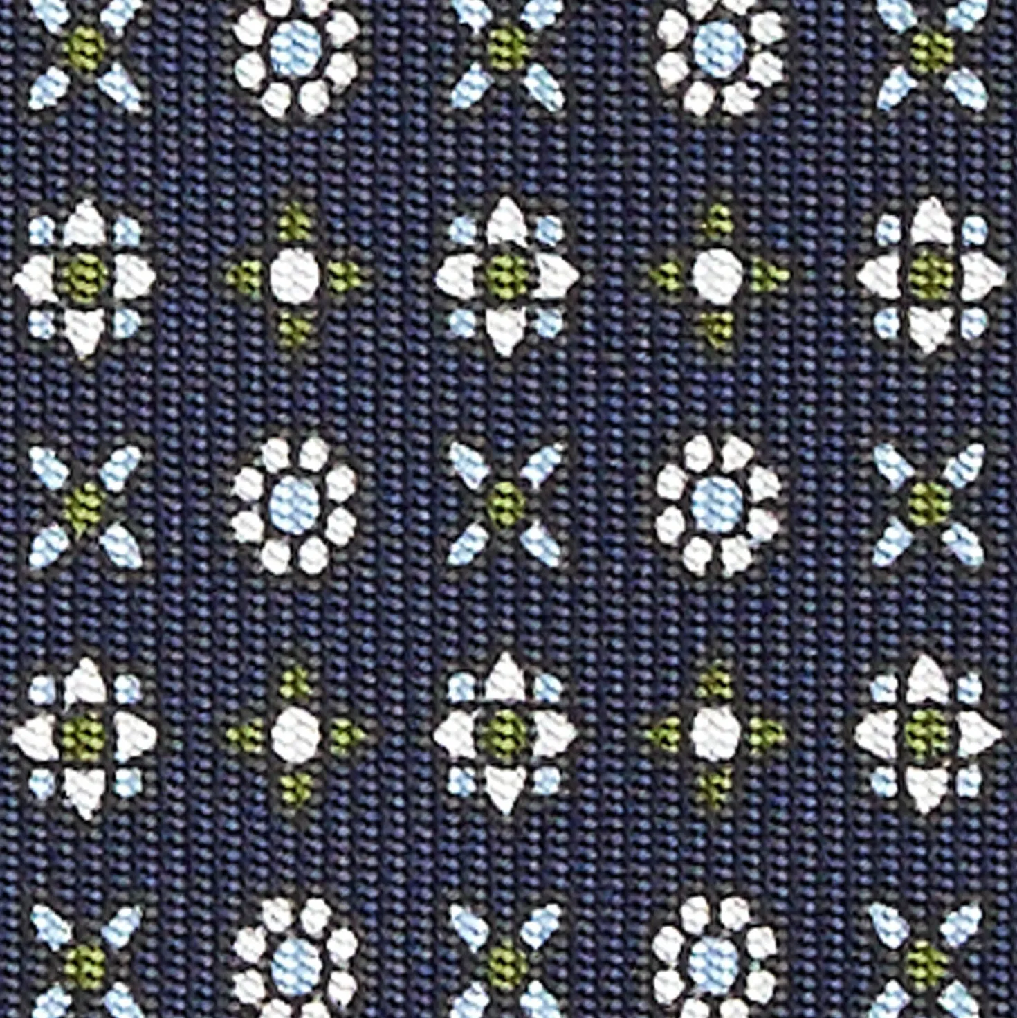 CRAVATTA SARTORIALE CLASSICA IN SETA BLU SCURO Microfantasia fiore