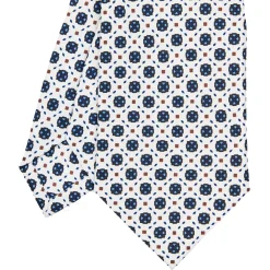 CRAVATTA SARTORIALE CLASSICA IN SETA BIANCA Microfantasia fiore